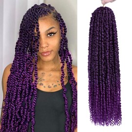Pre-Twisted Passion Twist Hair, 8 Packs 112 Strands Pre Looped Passion Twist Braiding Hair for Women, Short Passion Twists Crochet Hair Synthetic Hair Extensions (TPURPLE, 20 Inch (Pack of 8))