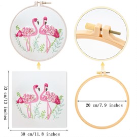 Traziewell Beginners Embroidery Kit for Adults Flamingo Easy Patterns Cross Stitch Kits Supplies Stamped for Beginners Gifts, 1224