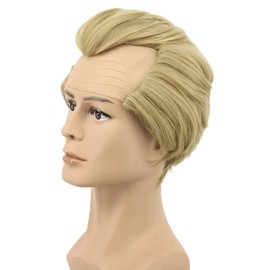 yuehong Short Blonde Mens Wig Fluffy Bald Head Wig Receding Hair Wig Synthetic Anime Costumes Cosplay Wigs
