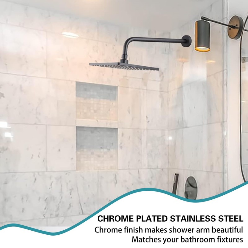 16 Inch Shower Arm with Flange,Stainless Steel 90 Degree Rain