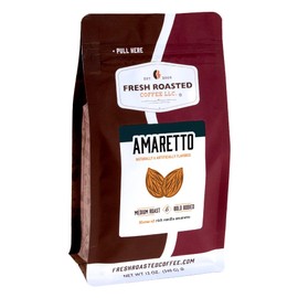 Fresh Roasted Coffee, Amaretto Flavored Coffee, 12 oz, Medium Roast, Kosher, Whole Bean