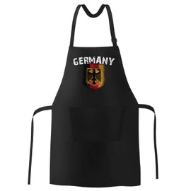 MoonWorks BBQ Apron for Men World Cup Germany Flag Cotton Apron Kitchen Apron Black One Size
