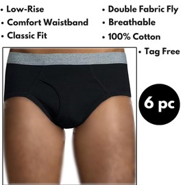 Stafford Low-Rise Briefs for Men 6-pack 100% Cotton, Men's Underwear, Male Breathable Panties Bulk, White, Black Underpants (US, Alpha, Small, Regular, Regular, Multicolor Grays)