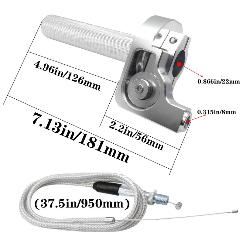 Throttle Grip Motorcycle 22mm CNC Aluminum Quick Twister with Throttle