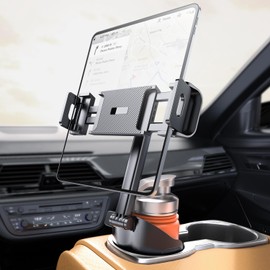 eSamcore eSamcore Cup Hold Tablet Holder Mount for Car, [Unobstructed Cup Holder] for iPad Holder with Flexible Hollow Mount Base, 360 Rotatable Deep Clamp Compatible with 6-11 iPad, iPhone, Foldable Phones