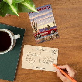 New Mexico Route 66 Classic Car (4x6 Birch Wood Postcards, 2-Pack Stationary, Rustic Home Wall Decor)