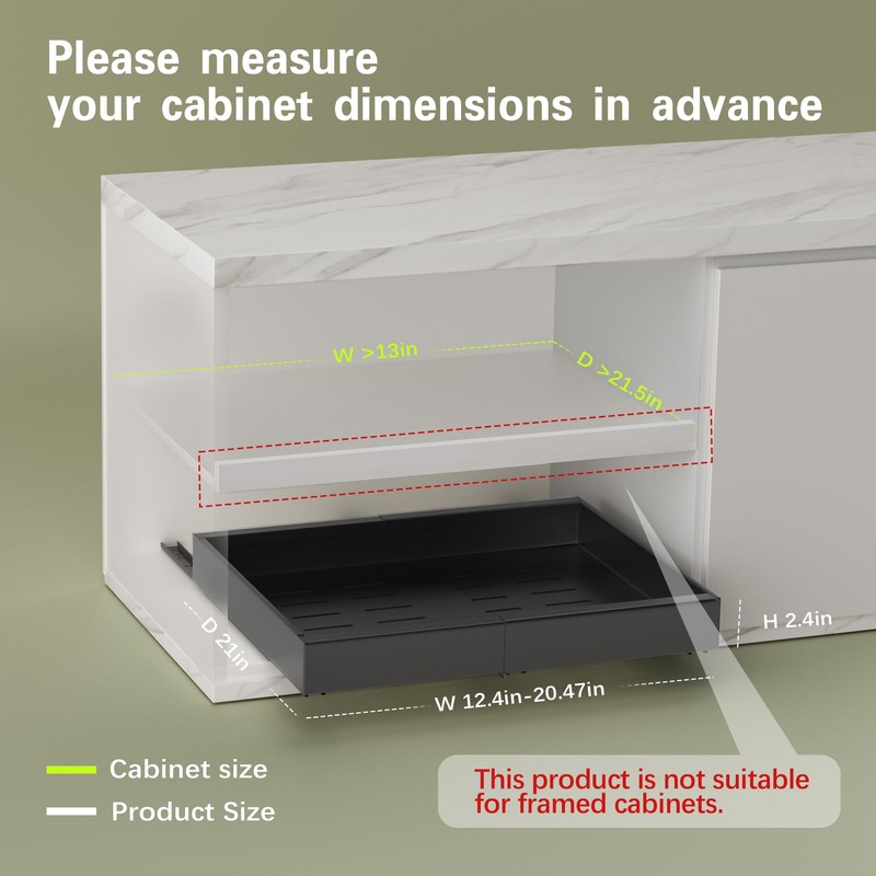 Seinloes 2 Pack Pull Out Cabinet Organizers 21"Deep with Raising
