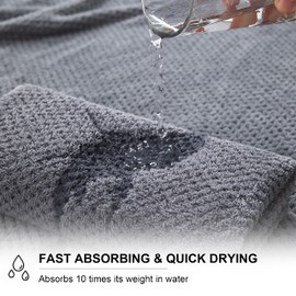 2 Piece Hand Towels Set,100% Microfiber - Quick Dry, Thick, Soft, Plush and Highly Absorbent Luxury Hotel & Spa Bath Towel for Bathroom, Pack of 2 (Gray)