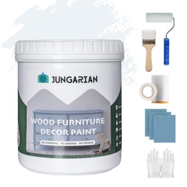 Jungarian Furniture Paint Kit 16oz with Tools - Water-based & Low Odor All-in-One No Sanding - Matte Finish Indoor Outdoor Wood Paint for Cabinets, Doors, Tables and Dressers - White
