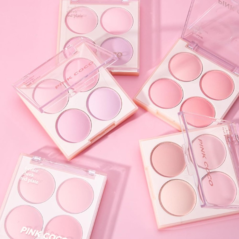 PINKCOCO Blending Mood Cheek Blusher Palette 4 Color Blusher 02#Bluberry