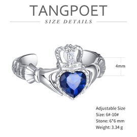 Claddagh Rings for Women Sterling Silver Irish Claddagh Rings Celtic Claddagh September Birthstone Ring Gifts for Women Girls