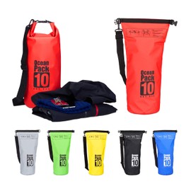 Relaxdays Ocean Pack 10 Litre Waterproof Dry Bag Ultralight Dry Bag for Sailing, Rafting, Skiing, red