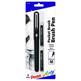 Pentel Arts Taschenpinsel-Stift, inklusive 2 schwarzen Ersatzminen (GFKP3BPA)