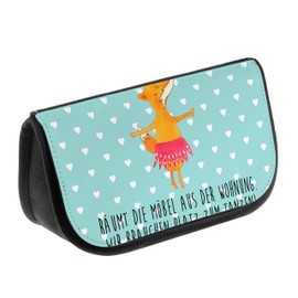Mr. & Mrs. Panda Cosmetic Bag Fox Ballerina, turquoise, Hand Drawn
