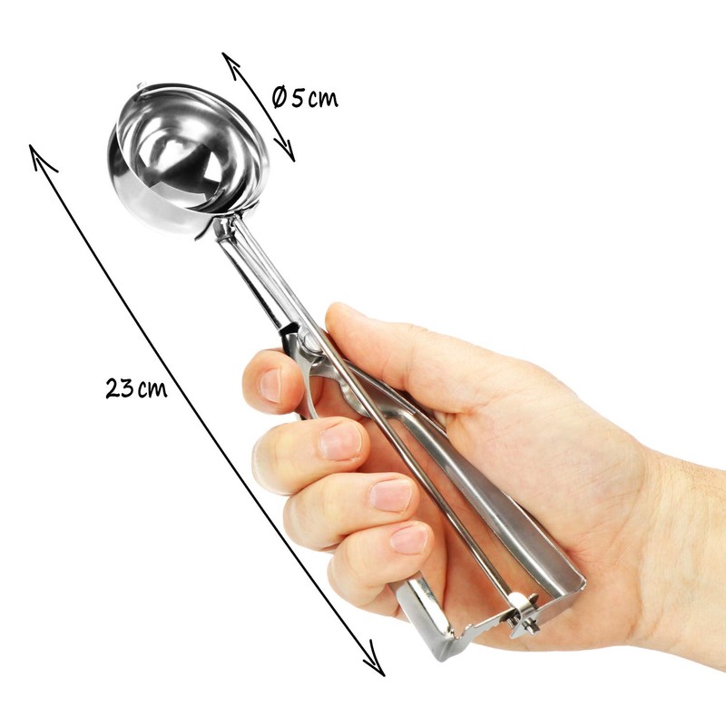 com-four® 2 x Ice Cream Scoops - Polished Stainless Steel
