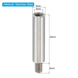 PATIKIL 24 Pieces M4 Spacers, M4 25+6 mm Spacer Stainless Steel Thread Spacer Screw Set 4 mm ID 6 mm OD Metric Male Female Thread Adapter for PCB