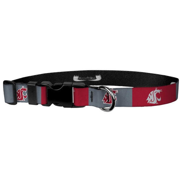 Moose Pet Wear Adjustable Collar 1" M, Washington State - Red/Grey Box Logo (ACDL1-M-WST025)
