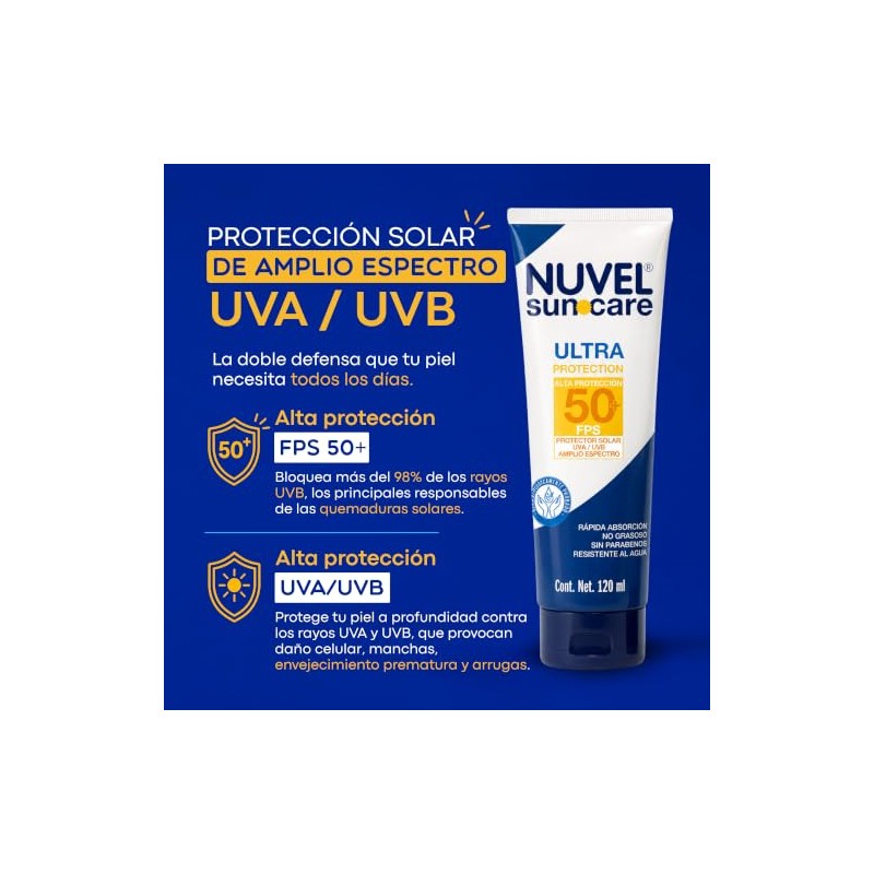 Nuvel Protector Solar Corporal y Facial FPS 50+ | Bloqueador