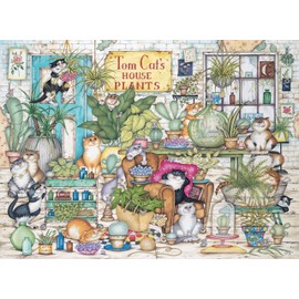 Ravensburger Crazy Cats - Tom Cat’s House Plants 500 Piece Jigsaw Puzzle for Adults and Kids Age 10 Years Up - Animals