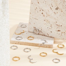 UNICRAFTALE 8 Pairs 16 mm Huggie Hoop Earrings Stainless Steel DIY Earrings Accessories 0.7 mm Pin Earring Hook Gold Stainless Steel Colour Earrings Make Your Own Set for Women DIY Earrings Jewellery