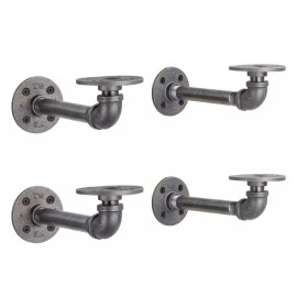 Pipe-Decor.com 1/2 in. x 6 in. Double Flange Shelf Bracket, 4 Pack