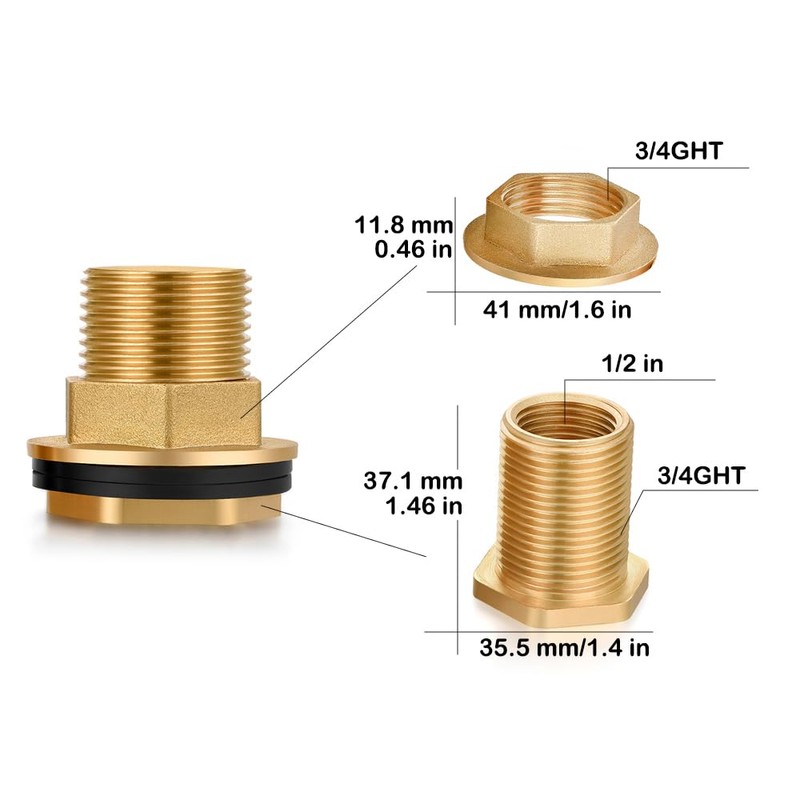 SIGURANTA Brass Bulkhead Fitting - 3/4 Inch GHT Male &