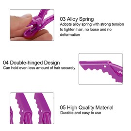 6pcs pinza de pelo de cocodrilo, peluquería seccionamiento abrazadera antideslizante único diente peluquería sección de pelo garras broches para el peluquero del salón peluquería estilo