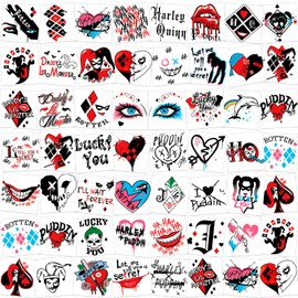 DPKOW Temporary Tattoos Quinn Fake Tattoos for Body Art, Make-up Cosplay Carnival Costume Accessories