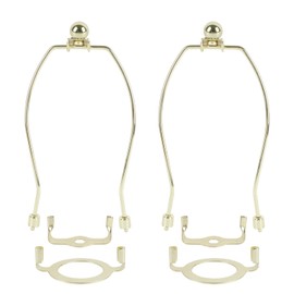 Filltown 10 Inch Lamp Harp 2 Set, Detachable Lamp Shade Holder for Table and Floor Lamps with Finial, Lamp Shade Harp with 3/8 Standard Saddle and 42mm Saddle Base for E26/E27 Socket, Gold