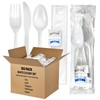 KitchenDine 100 Pack Medium Weight Wrapped white Plastic Cutlery Pack