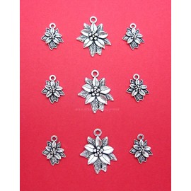 Unbranded 9 pcs ANT SILVERTONE Christmas POINSETTIA SETS Charms Pendants Earrings Crafts