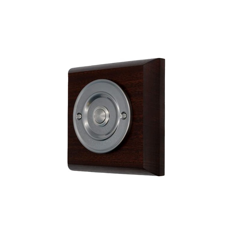 Modern Living Square Wireless Doorbell in Mahogany and Brushed Nickel