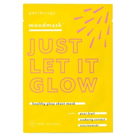 Patchology Moodmask Just Let It Glow Face Sheet Mask for Women & Men - Hydrating Facial Sheet Mask for Scarring, Clear & Healthy Skin w/Pear Fruit, Seaberry Extract & Niacinamide - Vegan (1 Count)