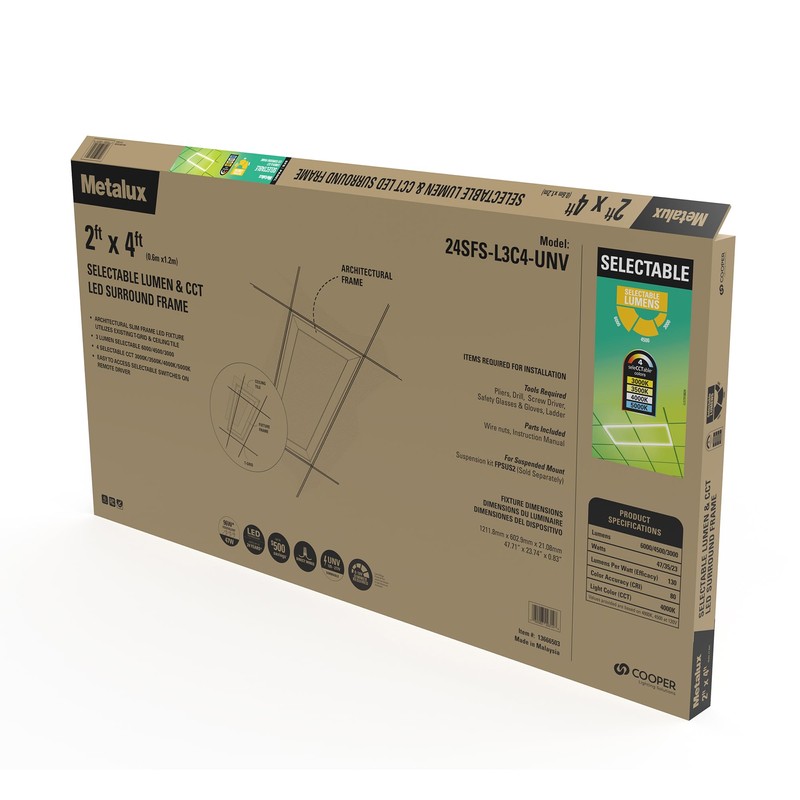Metalux 2x4 LED Ceiling Grid Light w/CCT & Lumen Select,
