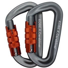 Kobe Kagaru Breaking Strength: Approx. 266.5 lbs (1,200 kg), Domestic Tested, Auto-Lock Carabiner, Domestic Tested, 2-Pack (Mouse Orange)