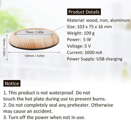 Creative USB Wooden Insulating Grain Bowls Drink Cup Mat Warmer Office Tea Milk Coffee Felt Heating Pad Coast Motor Ship (Yellow)