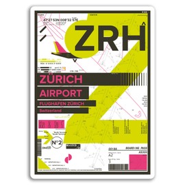 2 x 10cm ZRH Zurich Airport Vinyl Stickers - Switzerland Travel Sticker #17410 (10cm Tall)