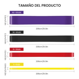 OUDAR Ligas de Resistencia para Ejercicio, 4 Piezas Bandas de Resistencia para Ejercicio, Banda Elastica de Resistencia con Bolsa de Almacenamiento, Bandas Elásticas para Ejercicio en Casa y Gimnasio