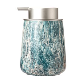 Enra Ceramic Hand Soap Dispenser,12 oz Blue Lotion Dispenser Bathroom Liquid Refillable Dish Soap Dispenser for Bathroom Kitchen with Easy-to-Press Silver Pump (Blue Liquid Type)