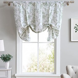 Laura Ashley - Valance, Cotton Tie Up Window Treatment, Chic Home Decor (Natalie, 25" x 50")
