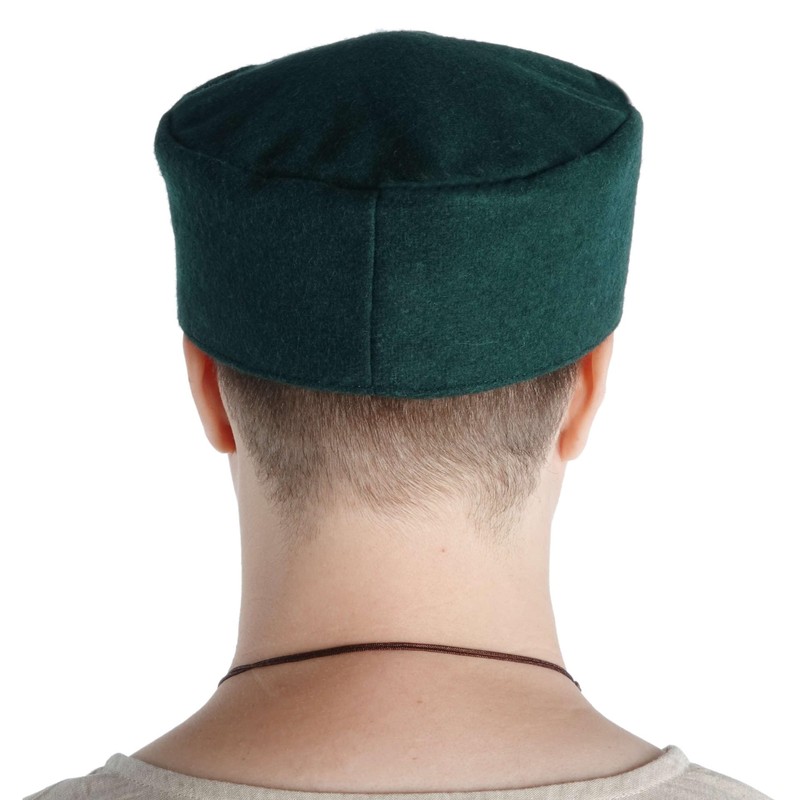 HEMAD Medieval Cap Wool Felt Lined, Green, XXL