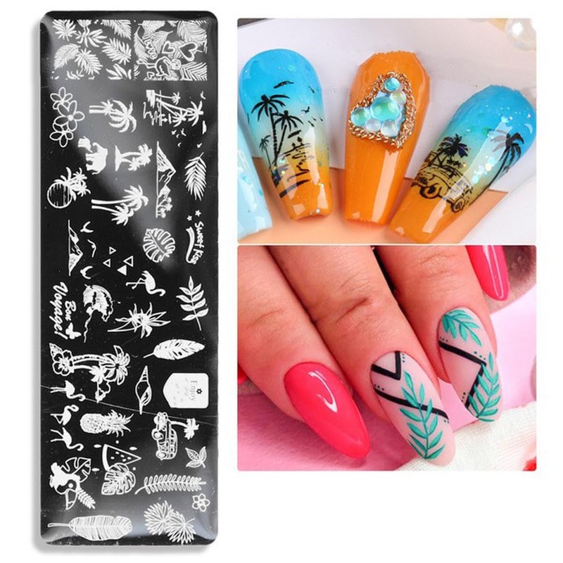 3pcs Flower Rose Flower Fruit Lemon Line Stamping Plate Nail