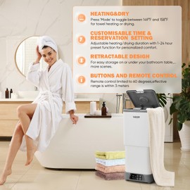 Warmio 30L Towel Warmer,Large Luxury Towel Warmers, Hot Towel Warmer with Dryer, Adujustable Heating Time Setting, Fragrance Disc,12h Delay Time,Towel Warmers for Bathroom, Spa Home(White-Pewter)