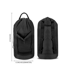 Dalykate Backpack Laundry Bag, Laundry Backpack with Shoulder Straps and Mesh Pocket Durable Nylon Clothes Hamper Bag with Drawstring Closure for College, Travel, Laundromat, Apartment