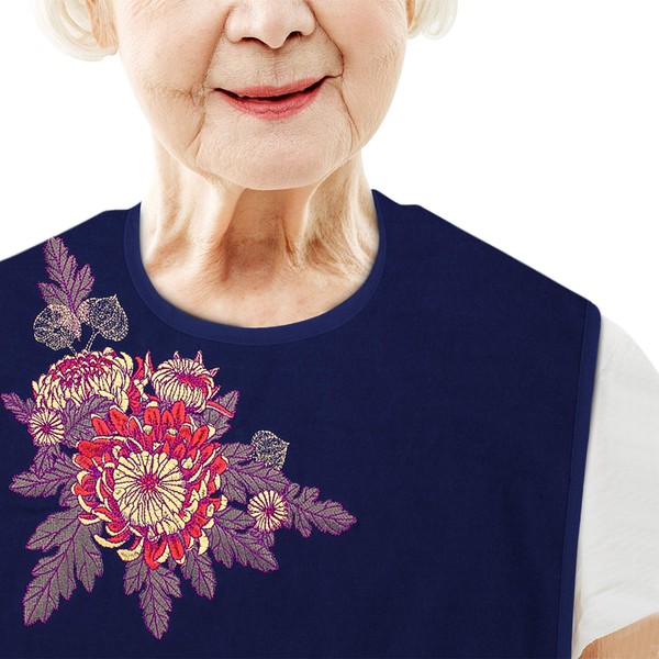 Classy Pal | Baberos para adultos para mujeres | Protector de ropa para personas mayores con diseño bordado, reutilizable, lavable, Mum Brooch