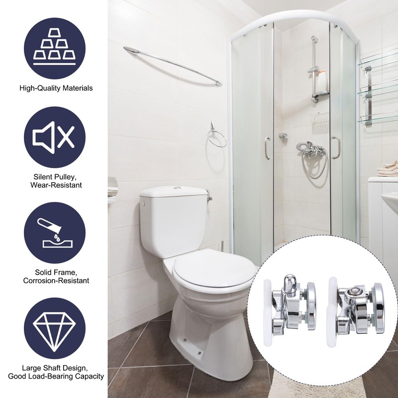 sourcing map 4 Pcs Shower Door Rollers, 23mm Dia ABS