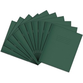 Rhino 8 x 6.5 Exercise Book | 8mm Lined + Margin | 48-Page / 10-Pack - Ideal School Exercise Book for Notes, Exercises & Essays | Dark Green