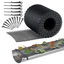 16 x 600mm Mesh Gutter Guard 6M Plastic Roof Gutter Protector Leaf Filter Mesh Prevent Debris Leaves Drain Blockages - 0.6” x 19.6 Feet