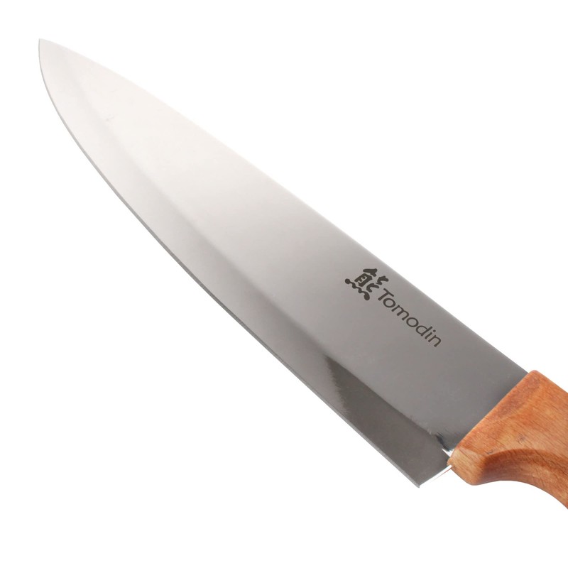 BambooMN Chef Knife - Smooth Blade Oak Handle - 1