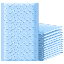 Famagic Bubble Mailers 4x8 Inch 100pcs Light Blue Shipping Bags, Chic Packaging Bags For Small Business, Colored Padded Mailing Envelopes, Opaque Matte Self Seal Bubble Poly Mailers Bulk #000